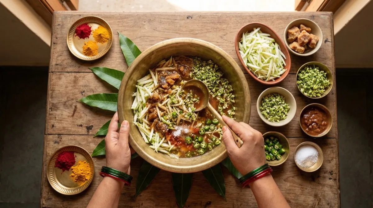 Ugadi Pachadi preparation from overhead