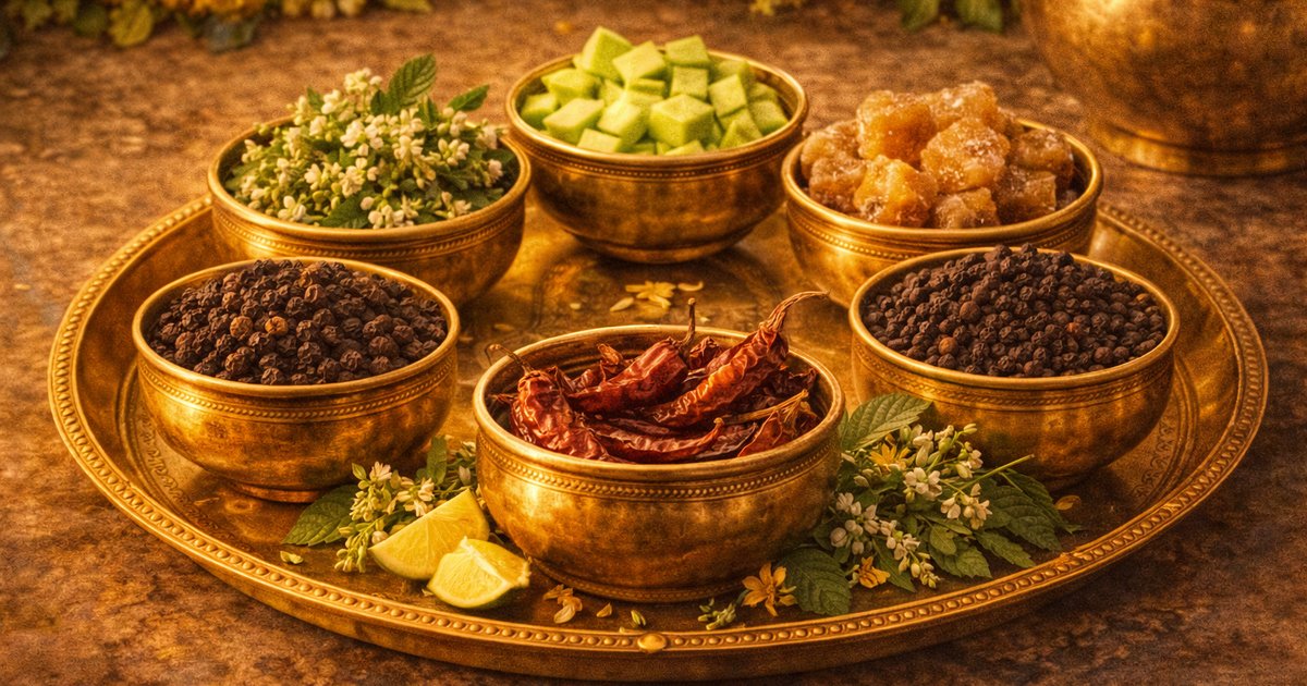 Ugadi Pachadi representing the six tastes of Ayurveda
